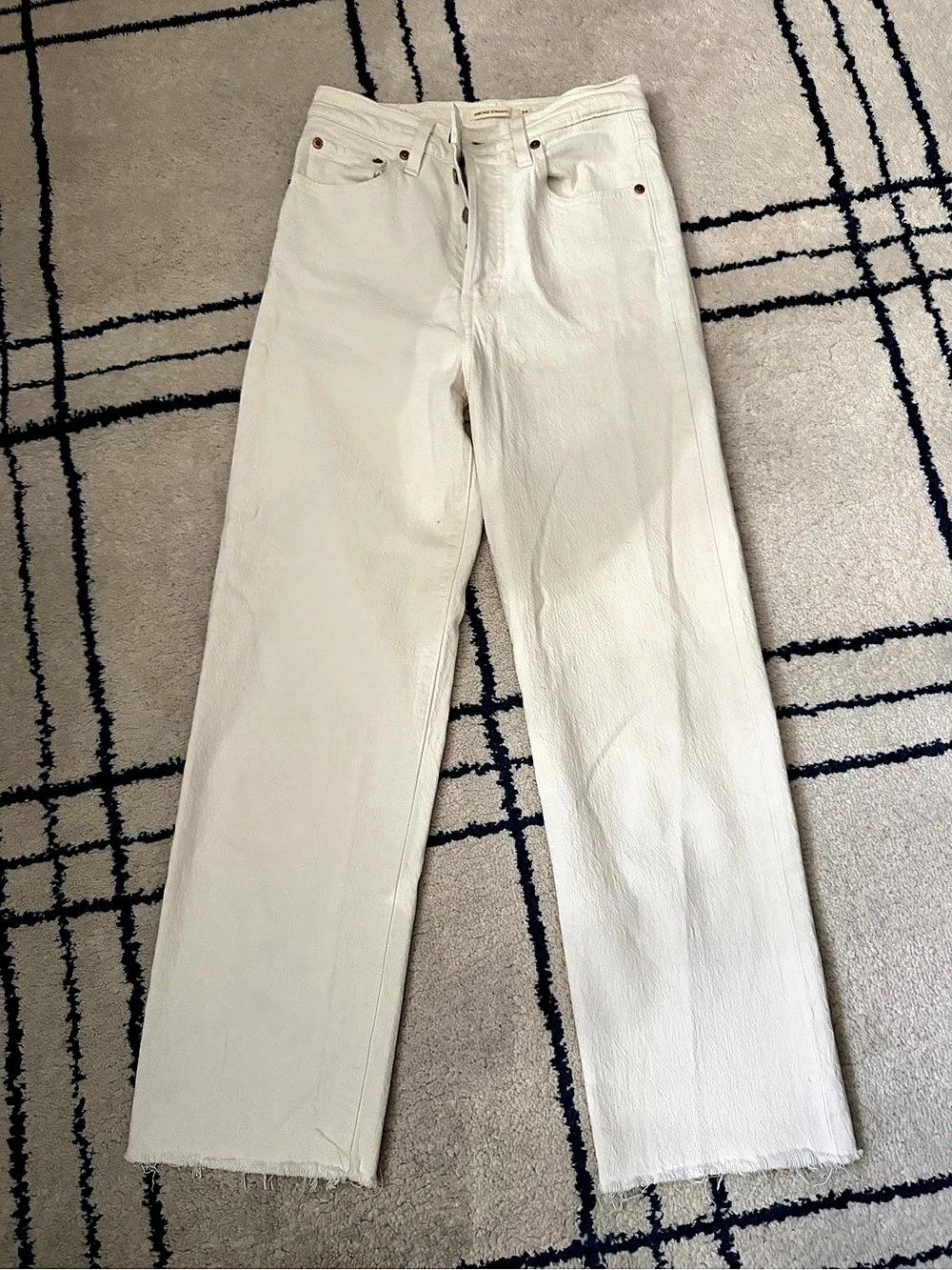 Levi's Ribcage Straight Ankle Jeans White Waist 25
